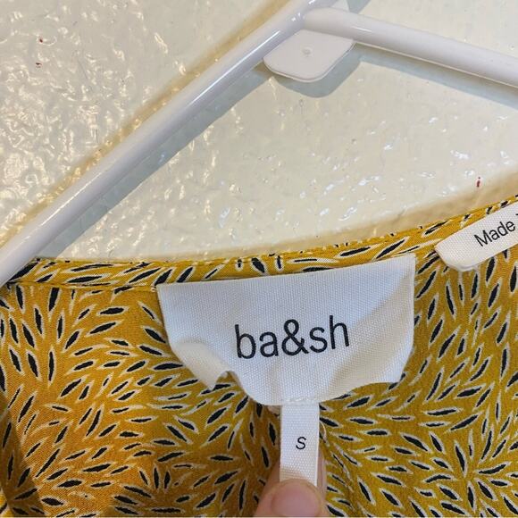 ba&sh BELINA Golden Yellow Floral Ruffle Wrap Dress Curry Lady Dress Size Small - Picture 6 of 10